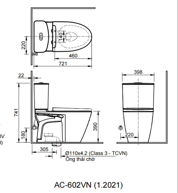 Bồn cầu 2 khối INAX AC-602VN