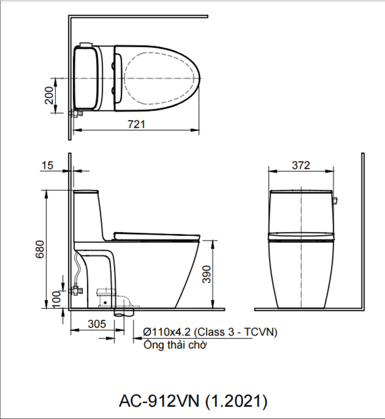 Bồn cầu 1 khối INAX AC-912VN