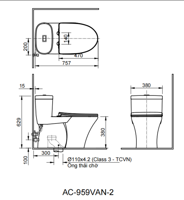 Bồn cầu 1 khối INAX AC-959VAN-2