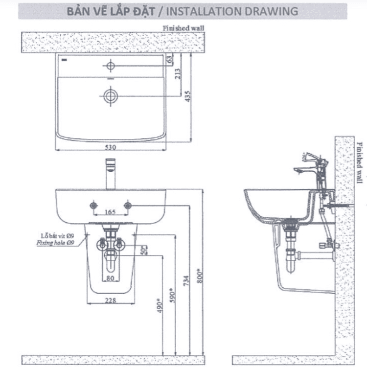 Chậu rửa treo tường L-312(EC/FC) INAX L-312V(EC/FC)