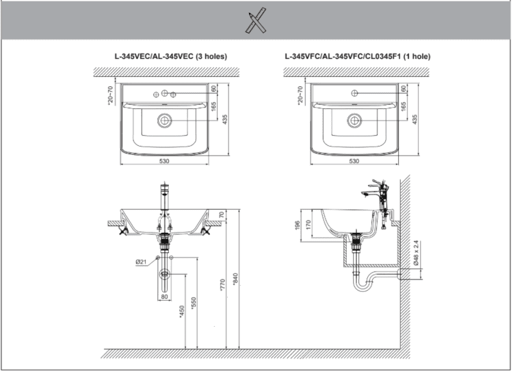Chậu rửa bán âm INAX L-345V